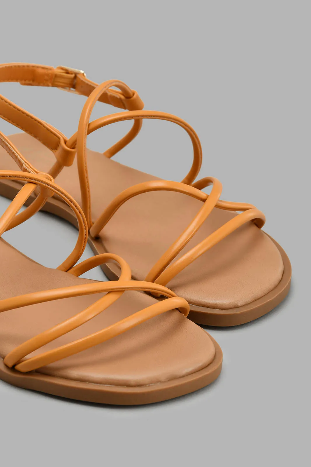 Mustard And Brown Strappy Sandal