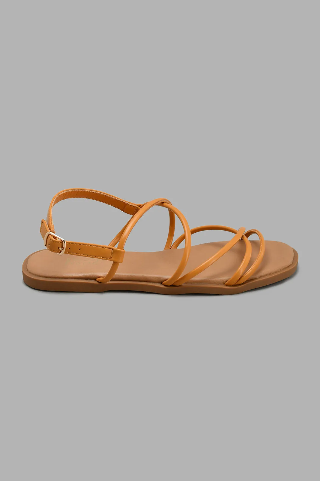 Mustard And Brown Strappy Sandal