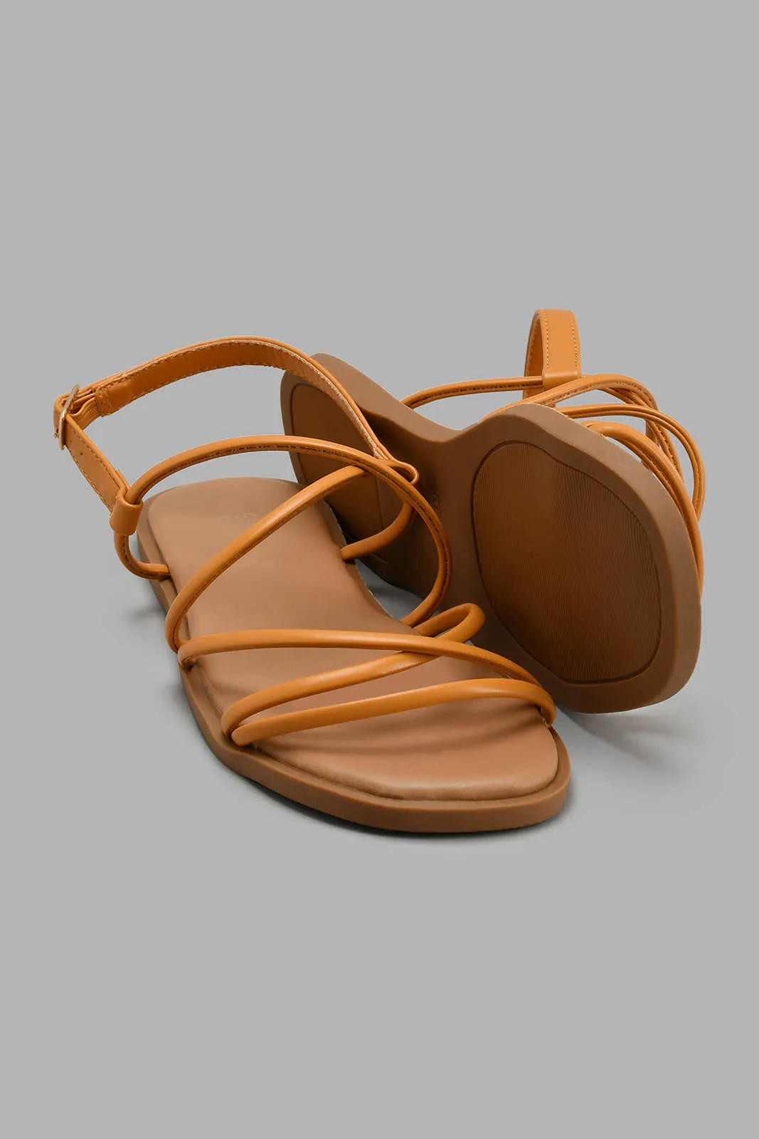 Mustard And Brown Strappy Sandal