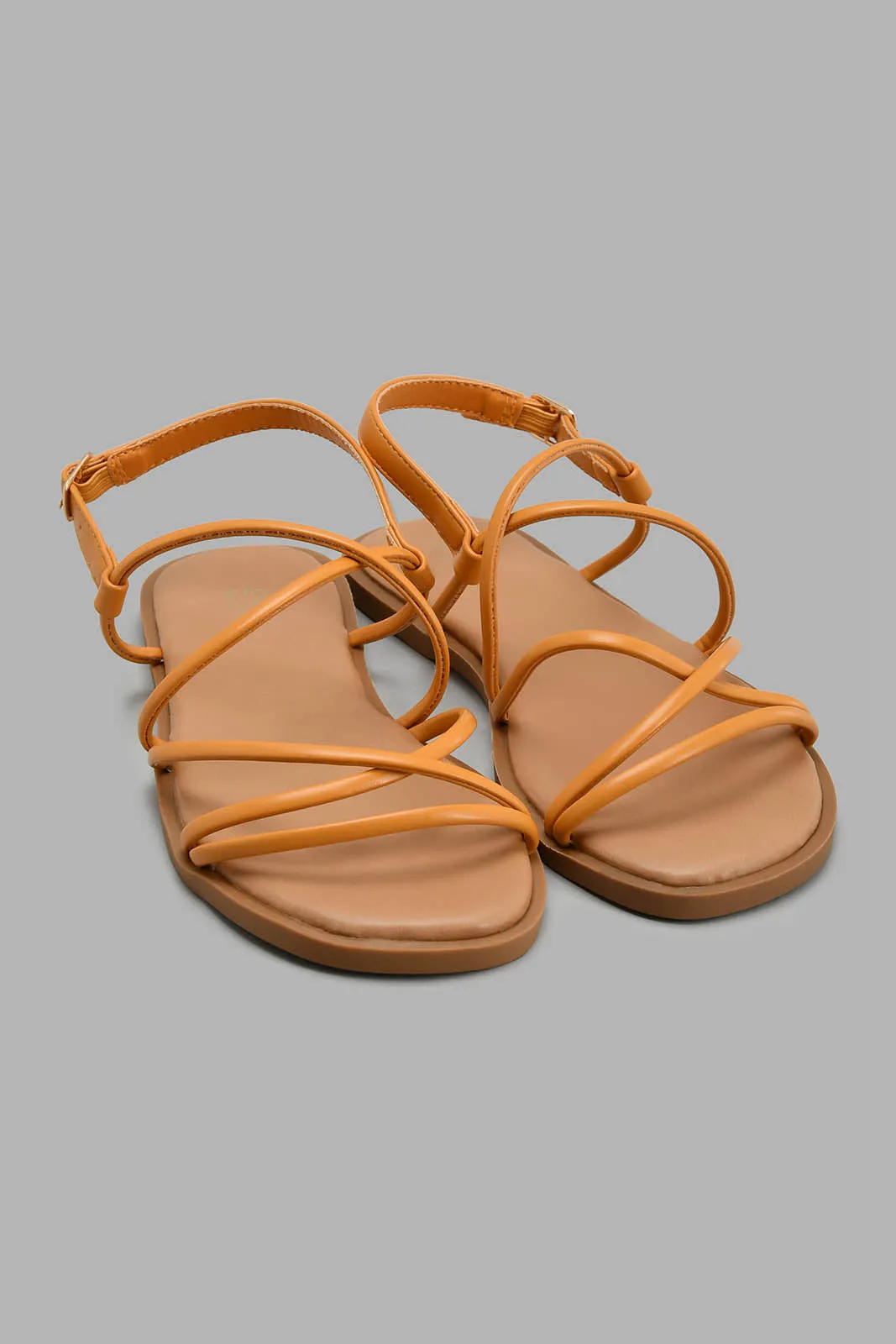 Mustard And Brown Strappy Sandal