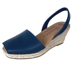 Navy blue espadrille wedge sandals