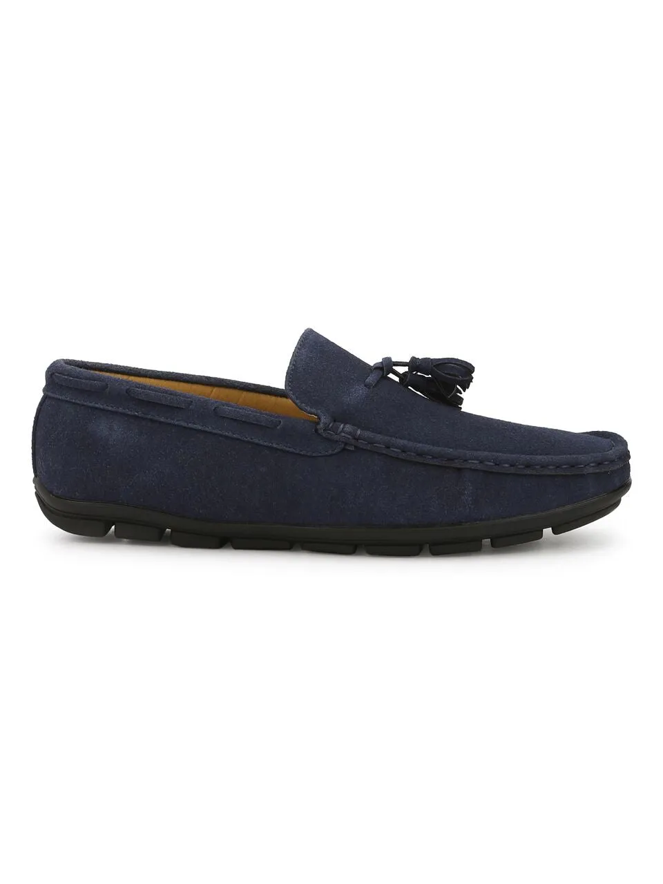 Navy Suede Tassel Loafers