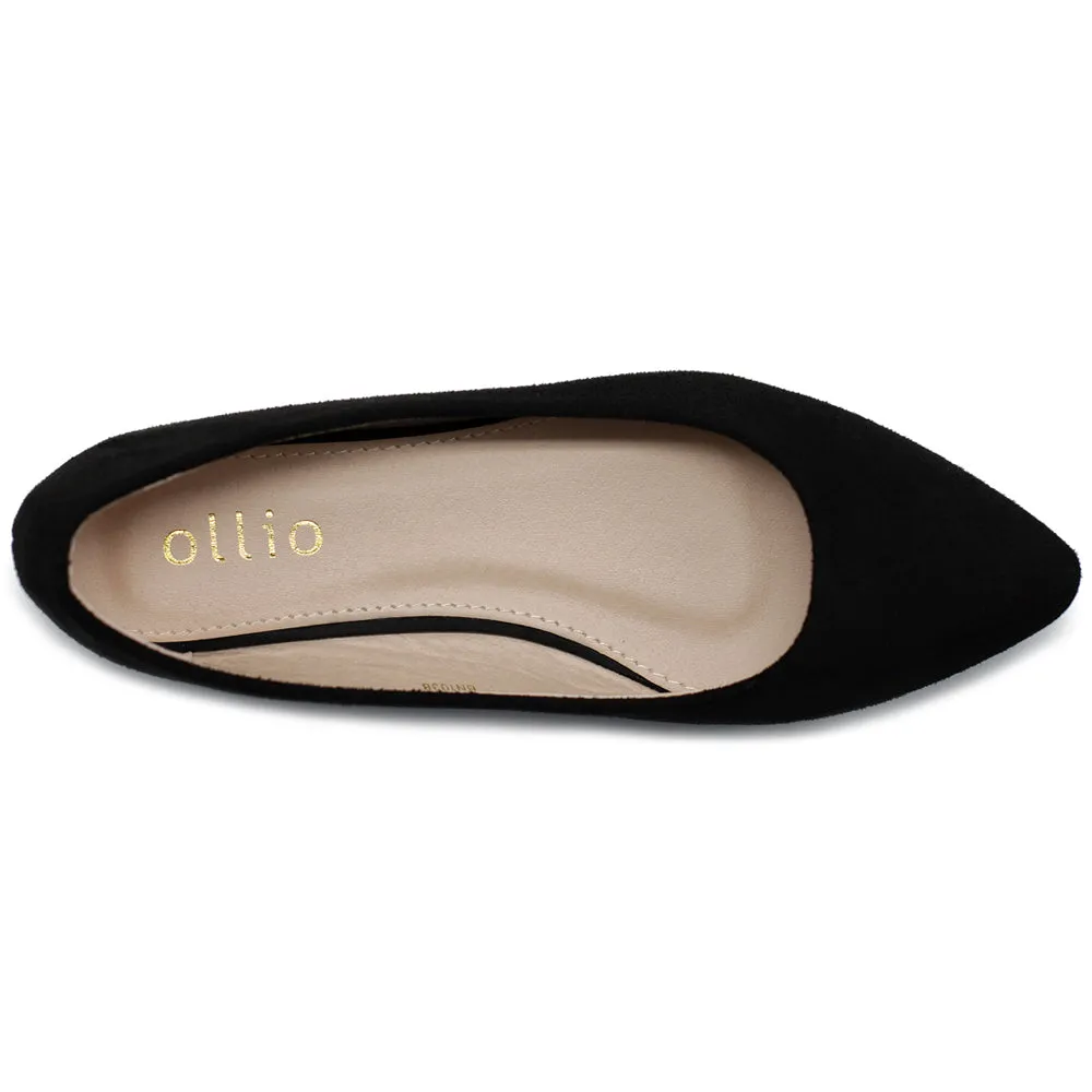 Ollio Women's Ballet Comfort Light Faux Suede Multi Color Shoe Flat (Black, Olive, Leopard, Navy, Orange, Burgundy)