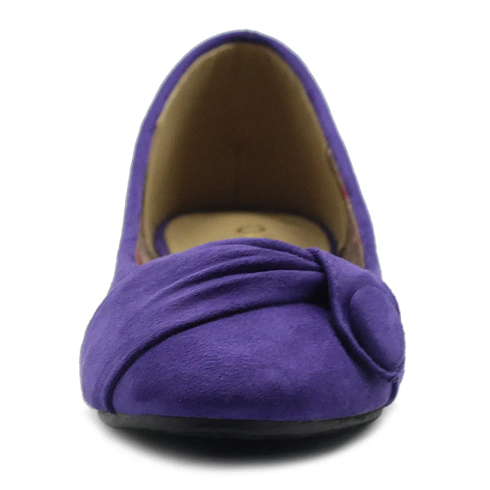 Ollio Women's Shoe Faux Suede Decorative Button Ballet Flat