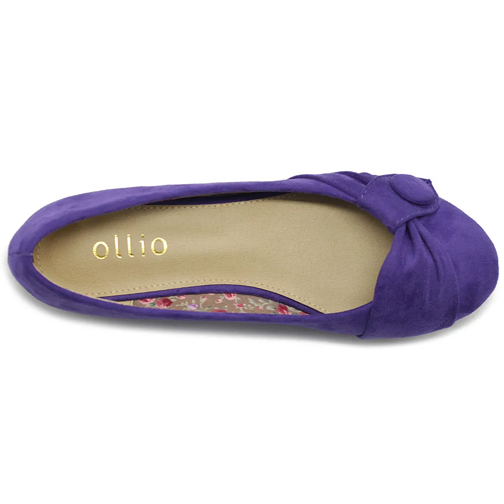 Ollio Women's Shoe Faux Suede Decorative Button Ballet Flat