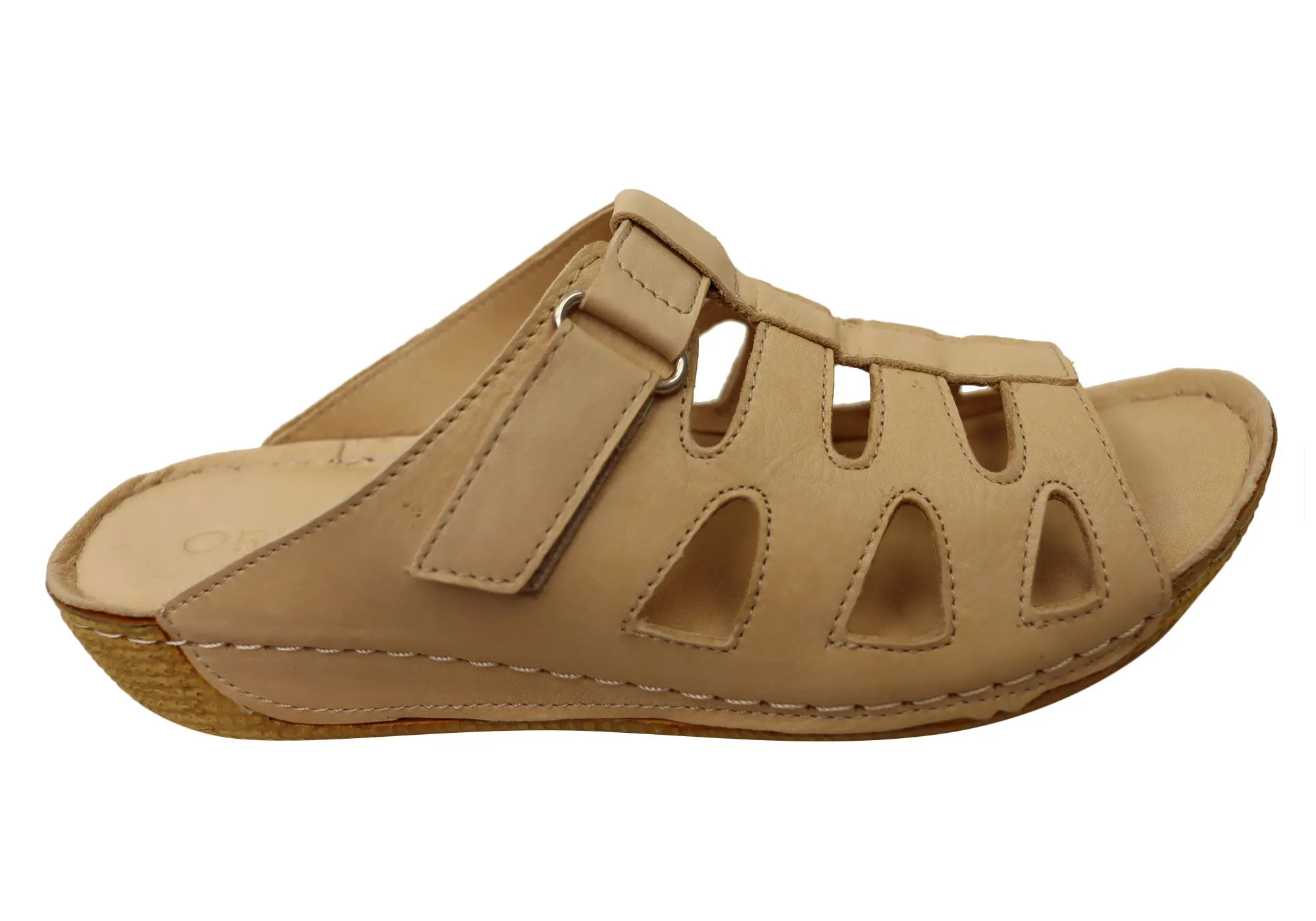 Orizonte Panera Womens European Comfortable Leather Slides Sandals