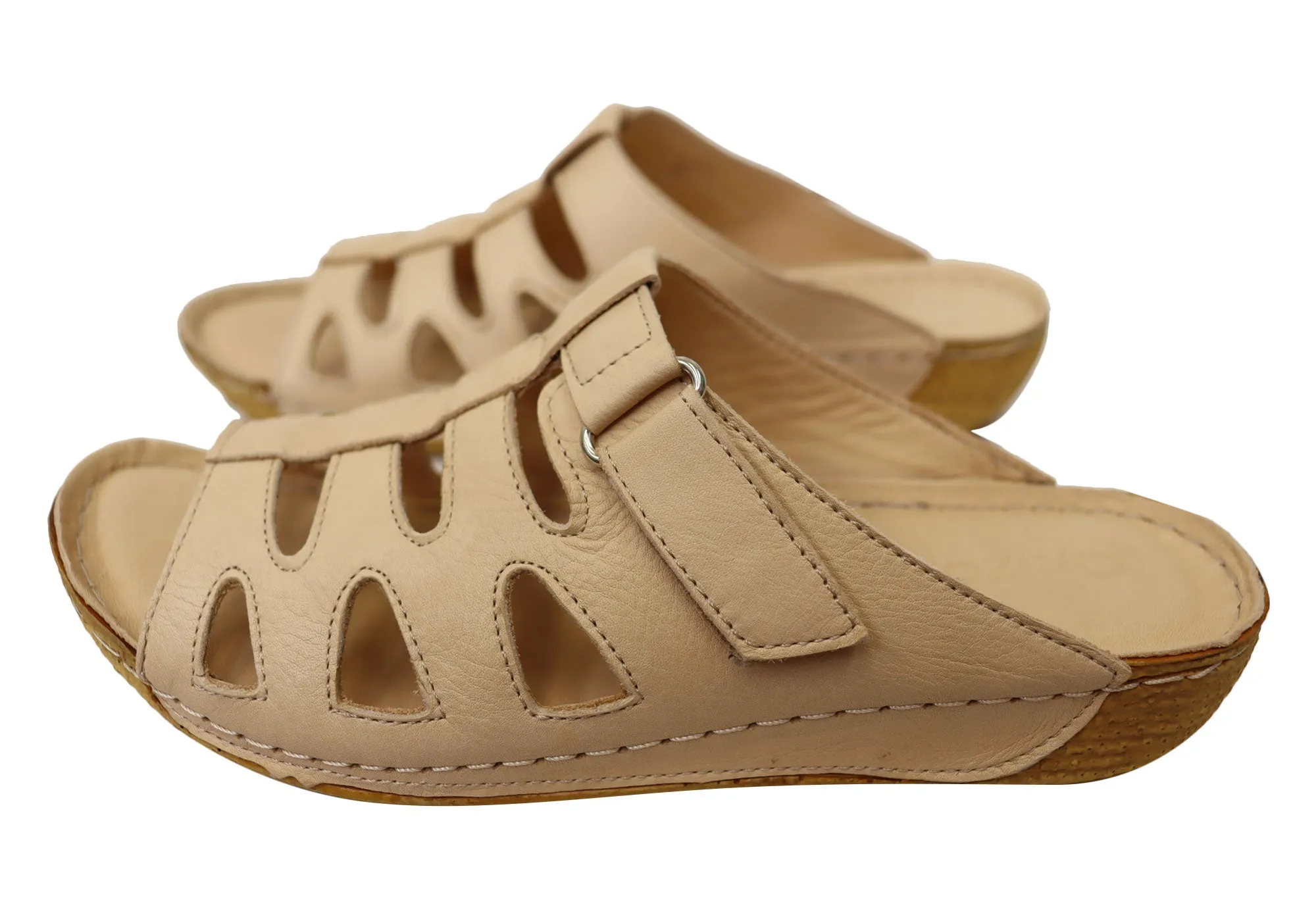 Orizonte Panera Womens European Comfortable Leather Slides Sandals