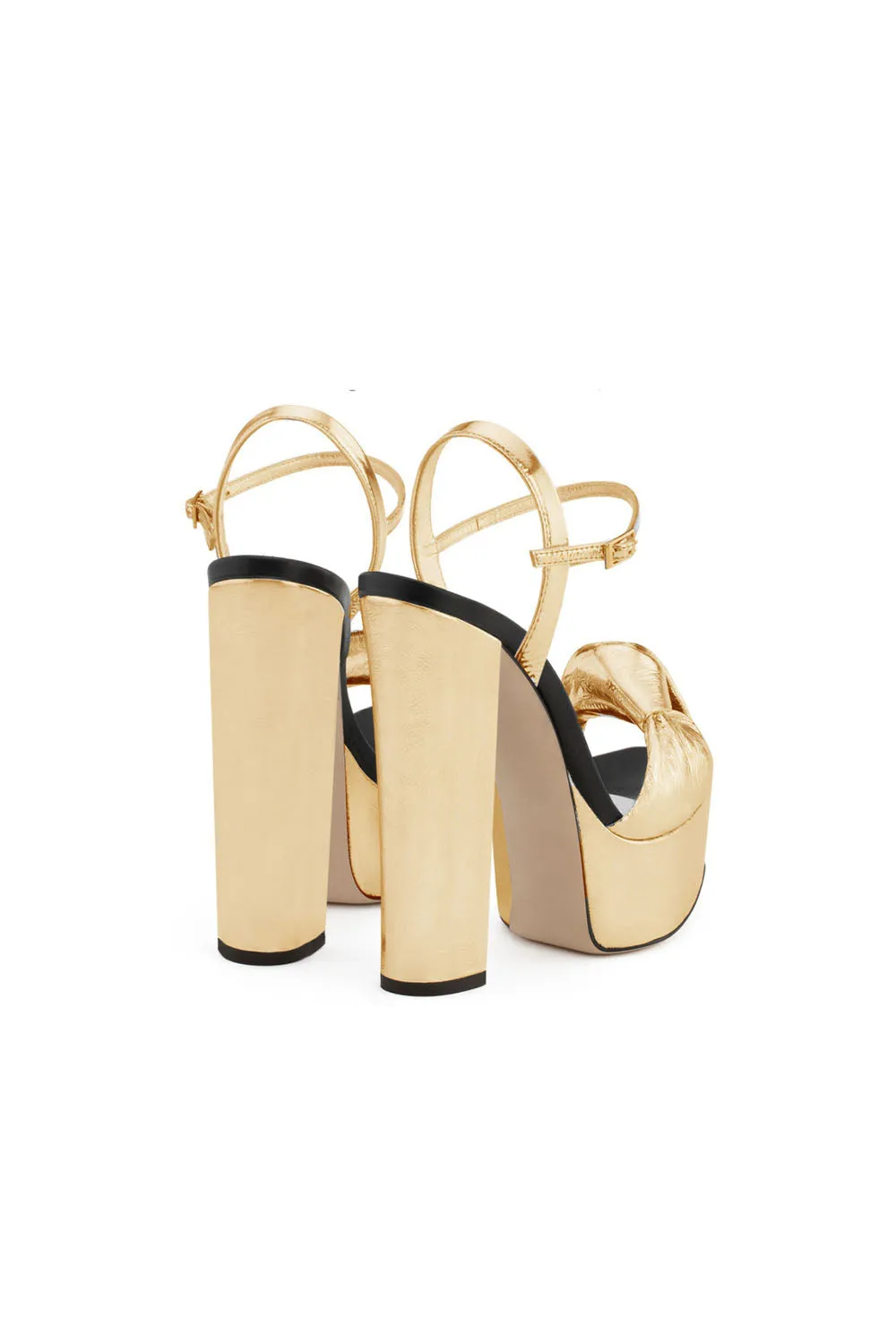 Outdoor Gold Platform Sandals with Chunky Heels