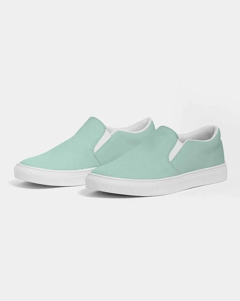 Pale Pastel Cool Green Slip-On Canvas Sneakers | Women's | Bright Pale Pastel Cool Green | C30M0Y22K0