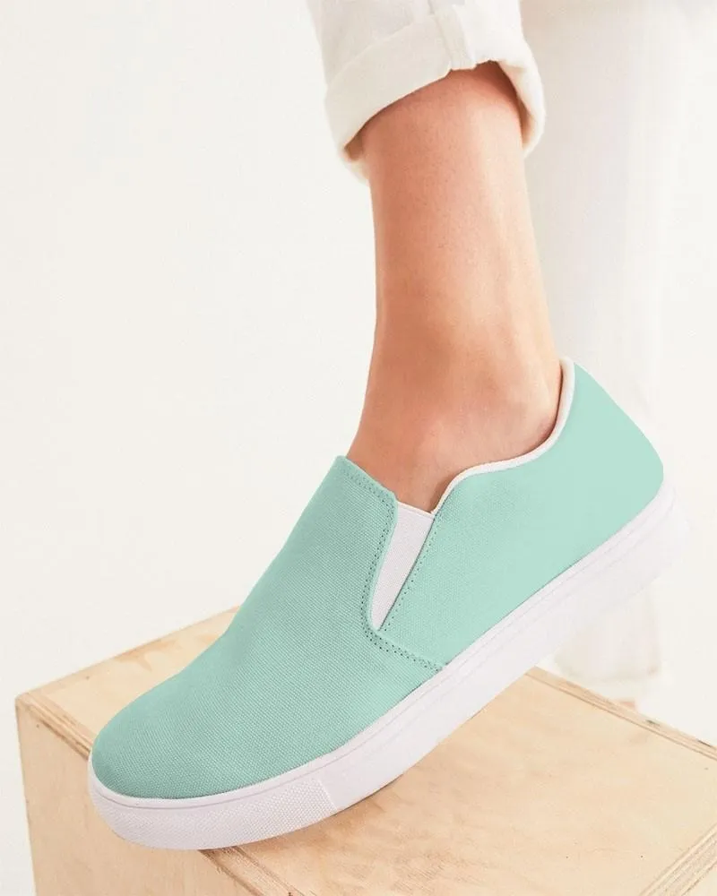 Pale Pastel Cool Green Slip-On Canvas Sneakers | Women's | Bright Pale Pastel Cool Green | C30M0Y22K0