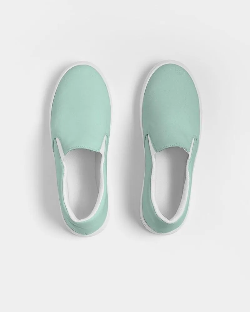 Pale Pastel Cool Green Slip-On Canvas Sneakers | Women's | Bright Pale Pastel Cool Green | C30M0Y22K0