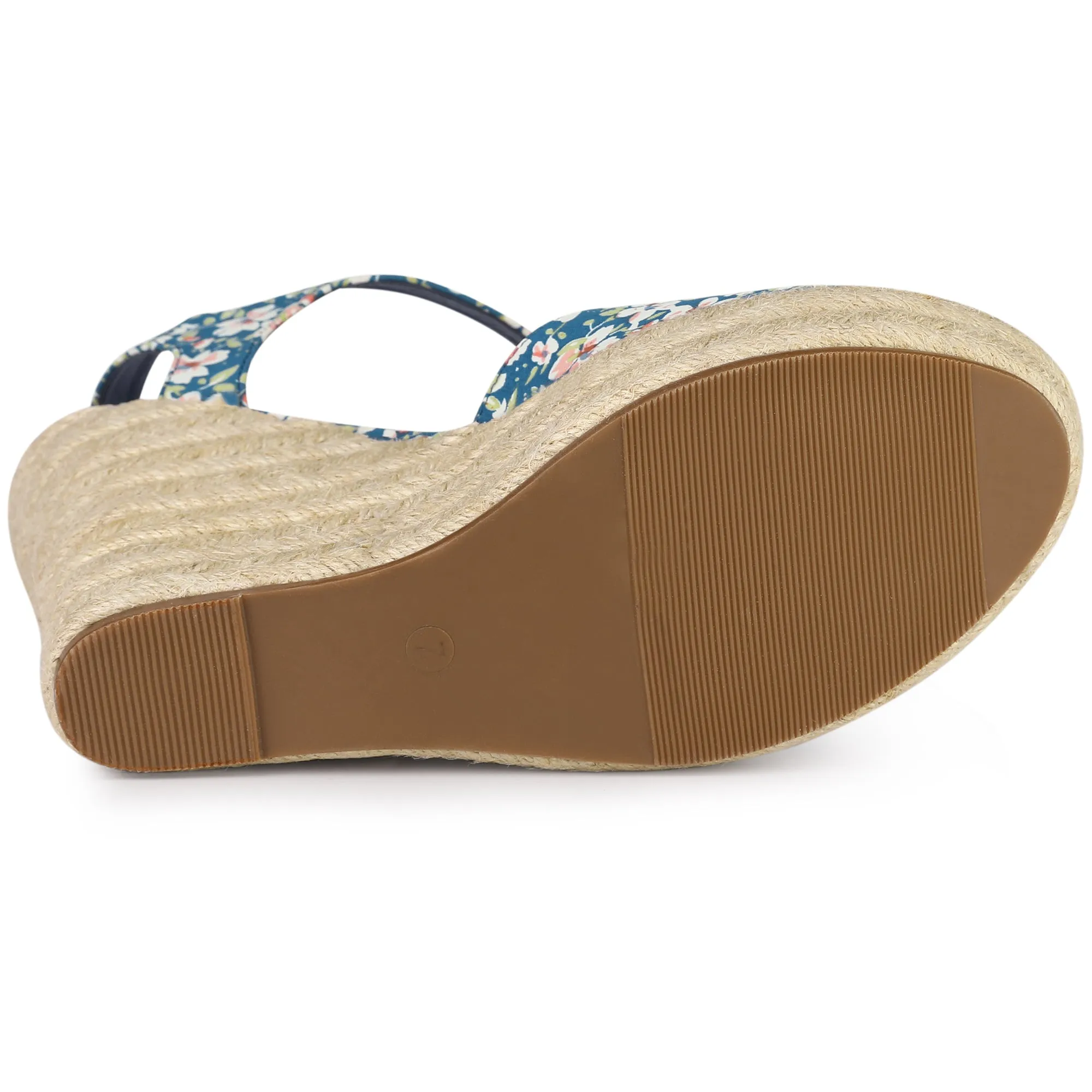 Platform Floral Printed Slingback Espadrille Wedge Sandals