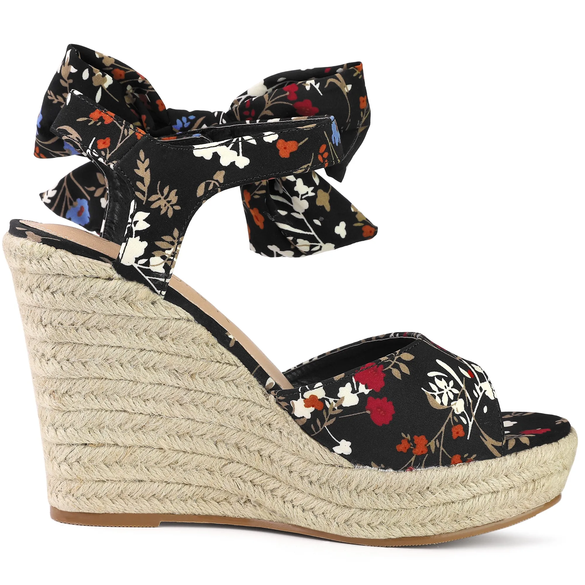 Platform Floral Printed Slingback Espadrille Wedge Sandals