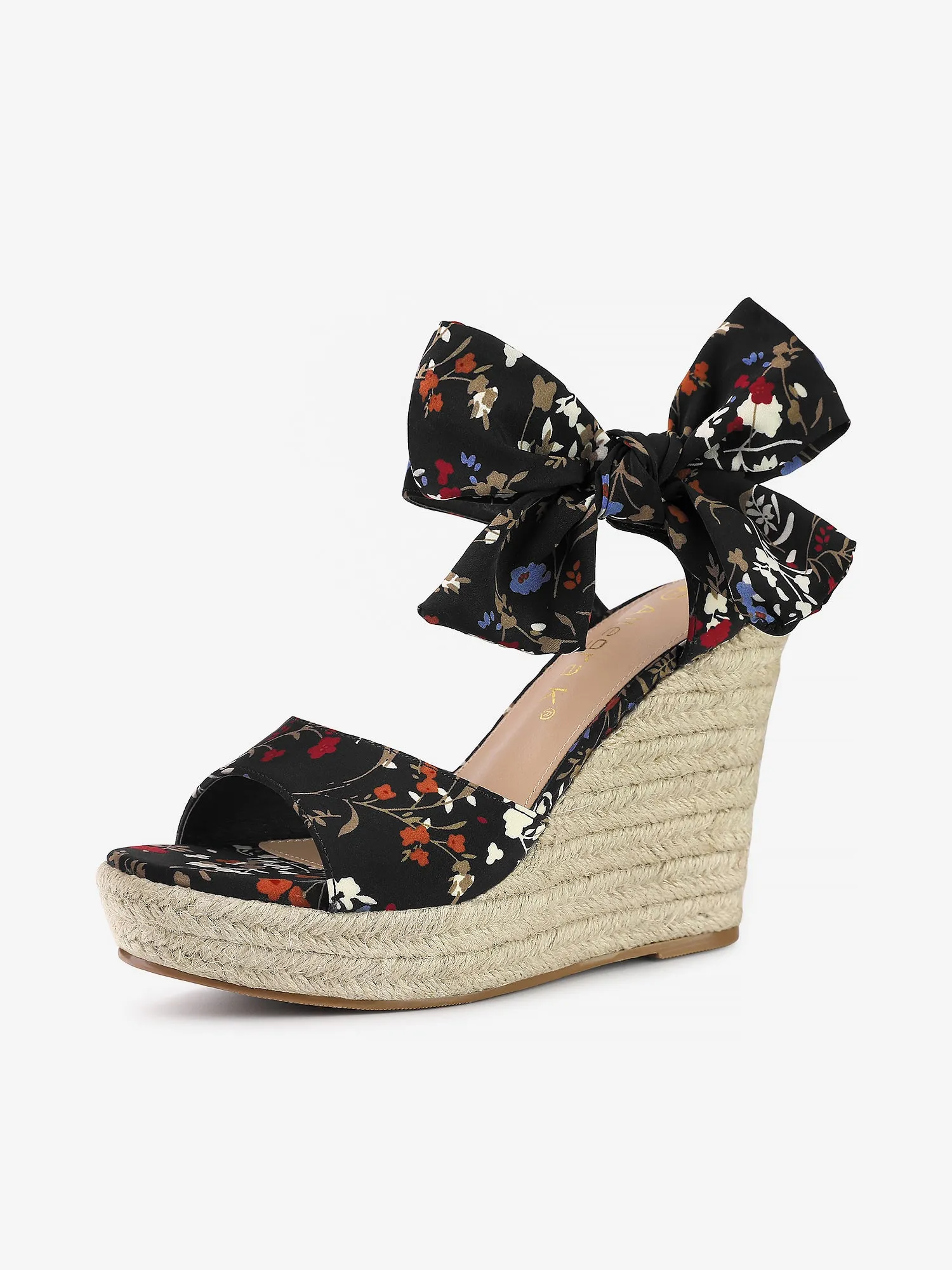 Platform Floral Printed Slingback Espadrille Wedge Sandals