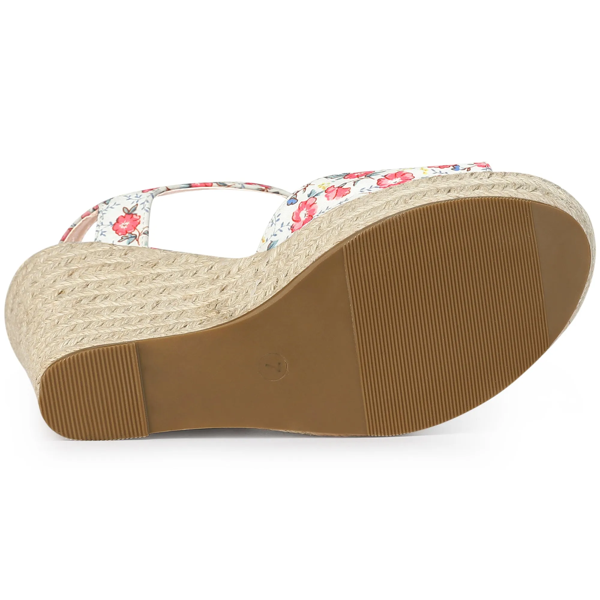 Platform Floral Printed Slingback Espadrille Wedge Sandals