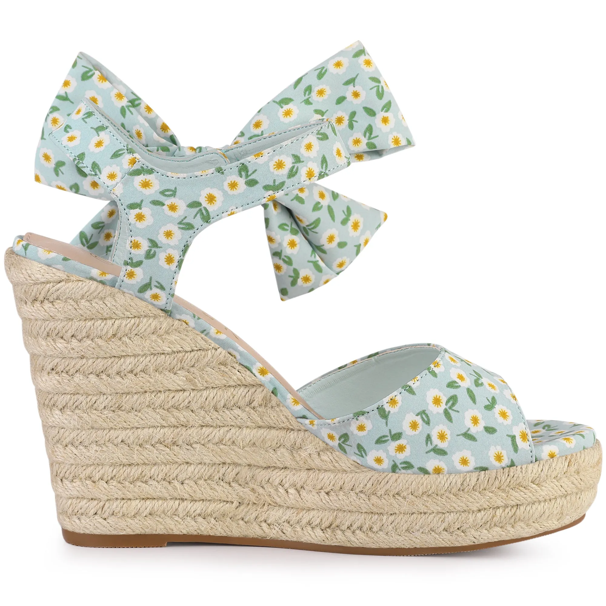 Platform Floral Printed Slingback Espadrille Wedge Sandals