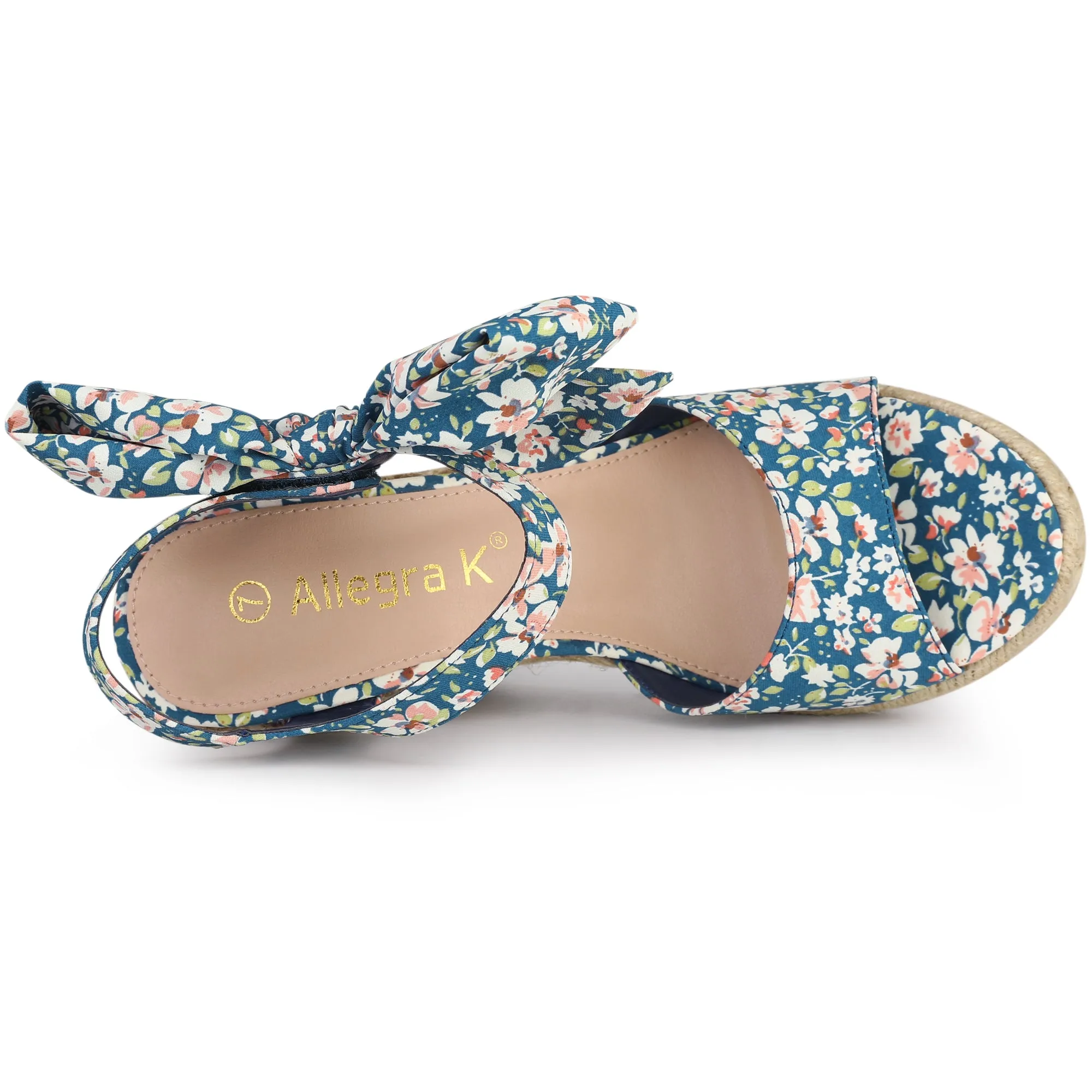 Platform Floral Printed Slingback Espadrille Wedge Sandals