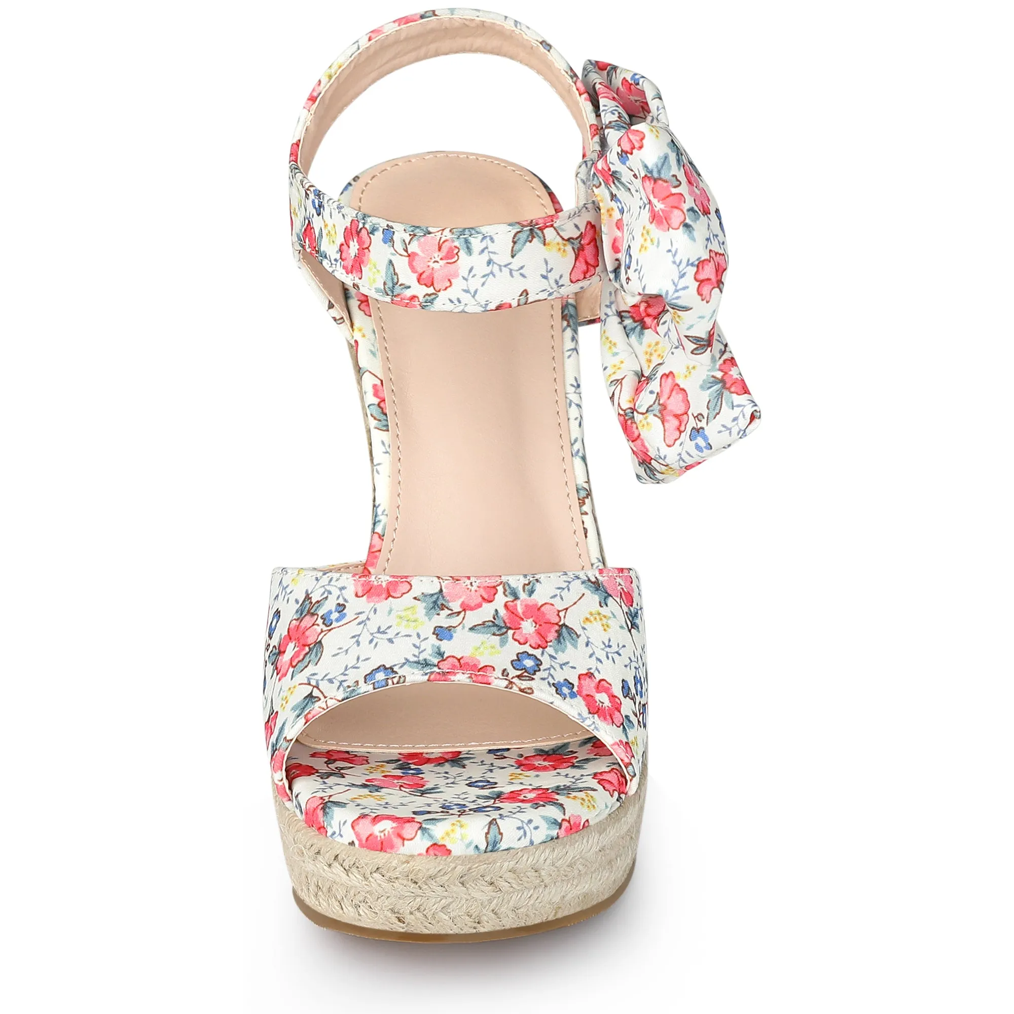 Platform Floral Printed Slingback Espadrille Wedge Sandals