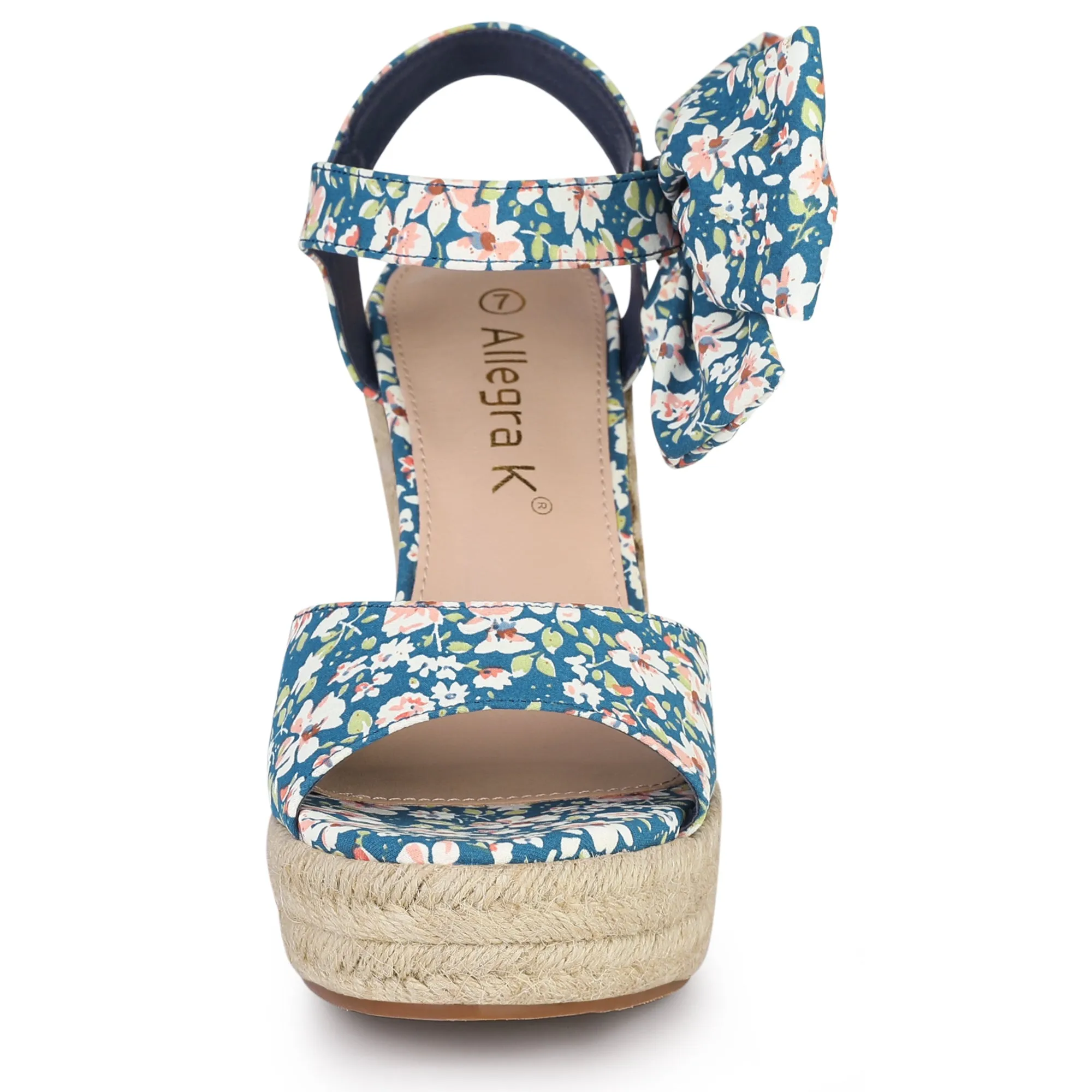 Platform Floral Printed Slingback Espadrille Wedge Sandals