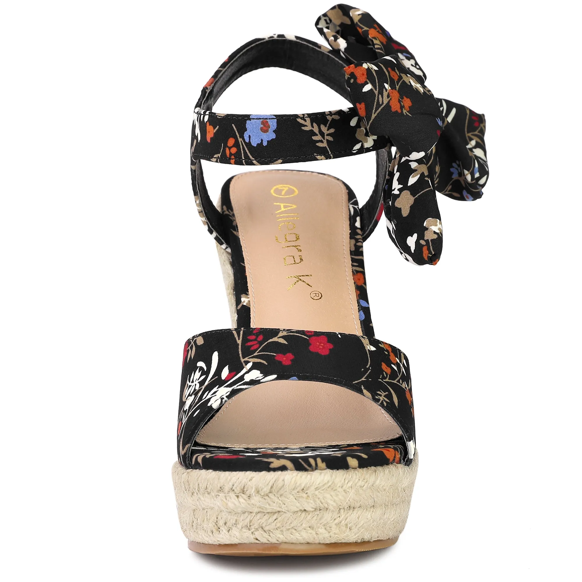 Platform Floral Printed Slingback Espadrille Wedge Sandals