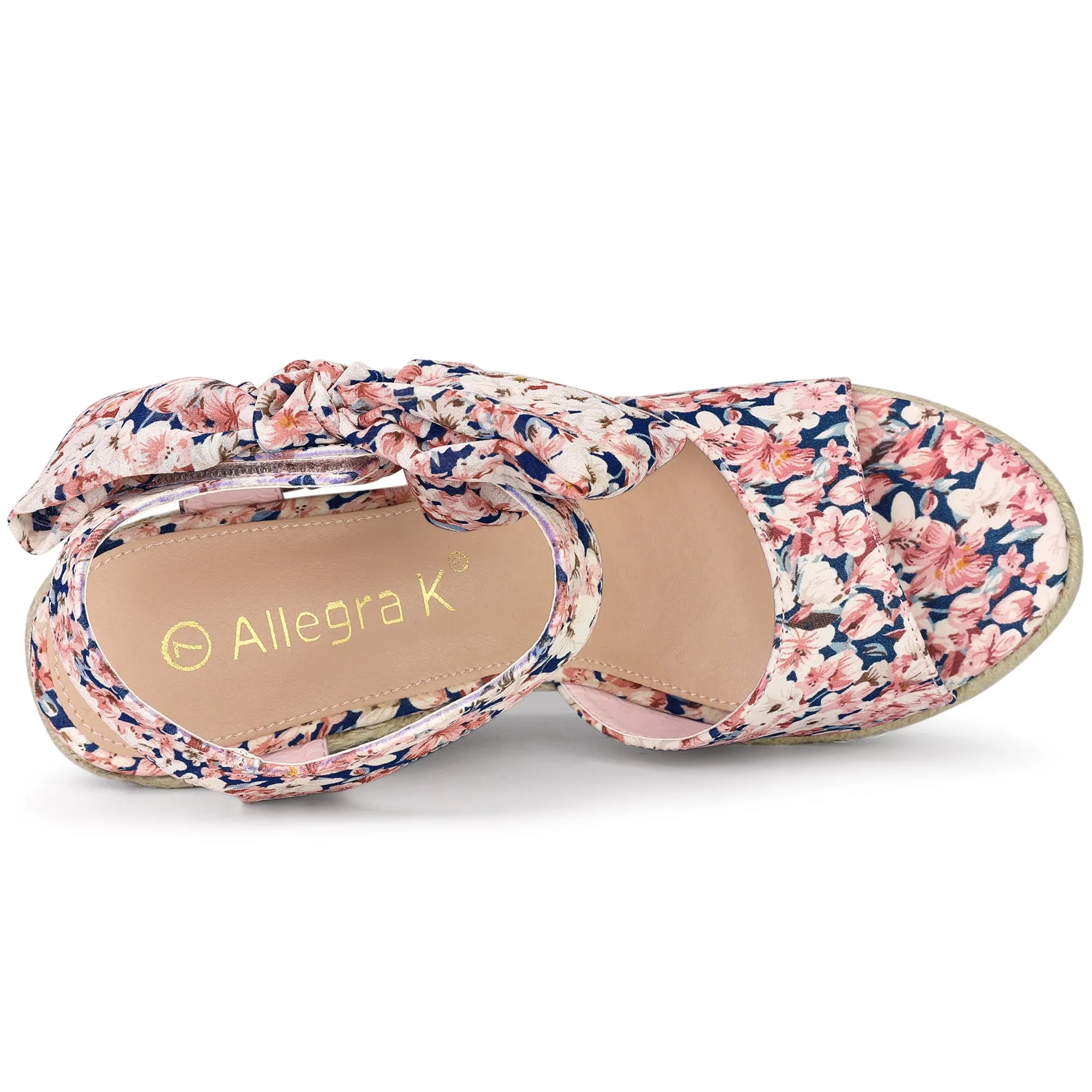 Platform Floral Printed Slingback Espadrille Wedge Sandals