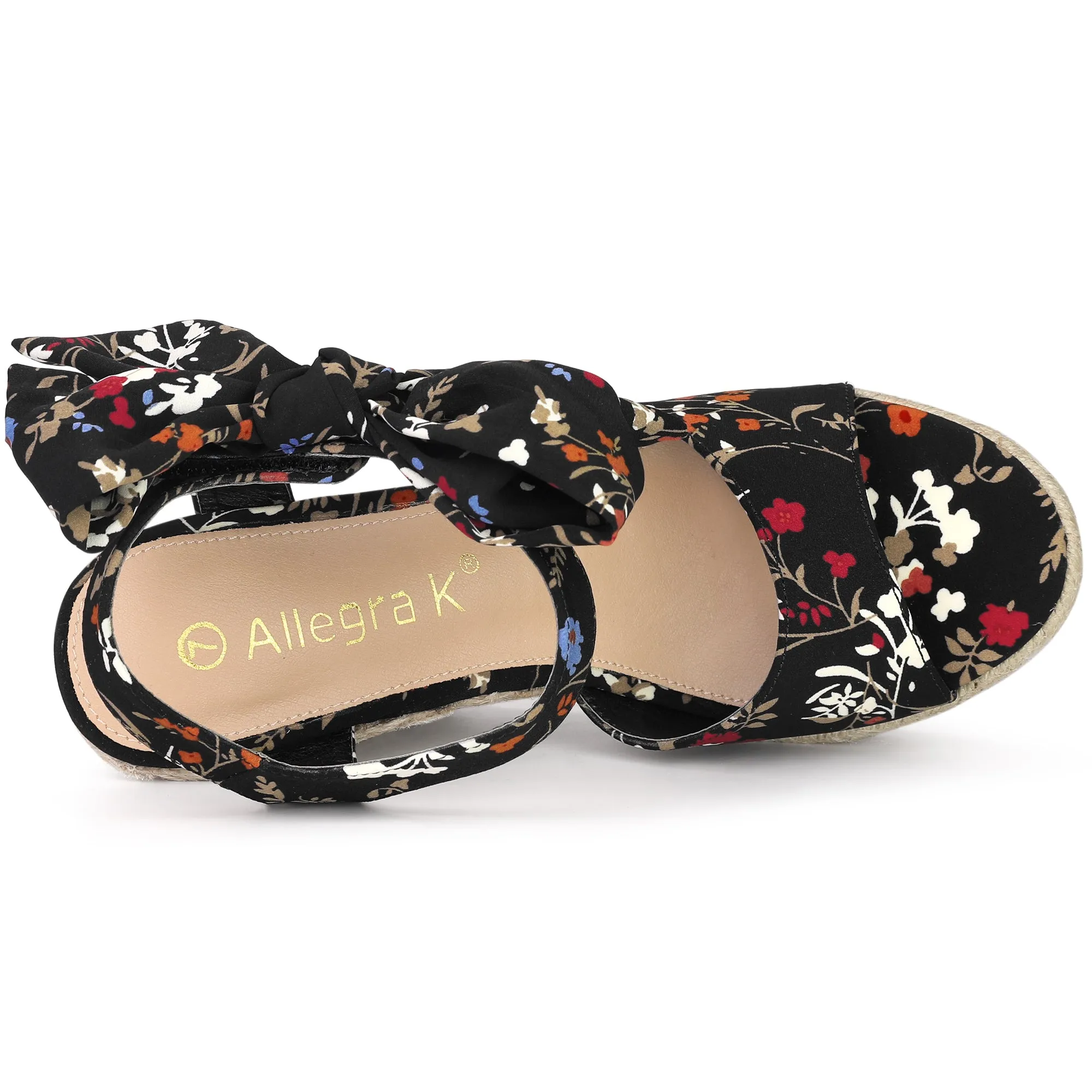 Platform Floral Printed Slingback Espadrille Wedge Sandals