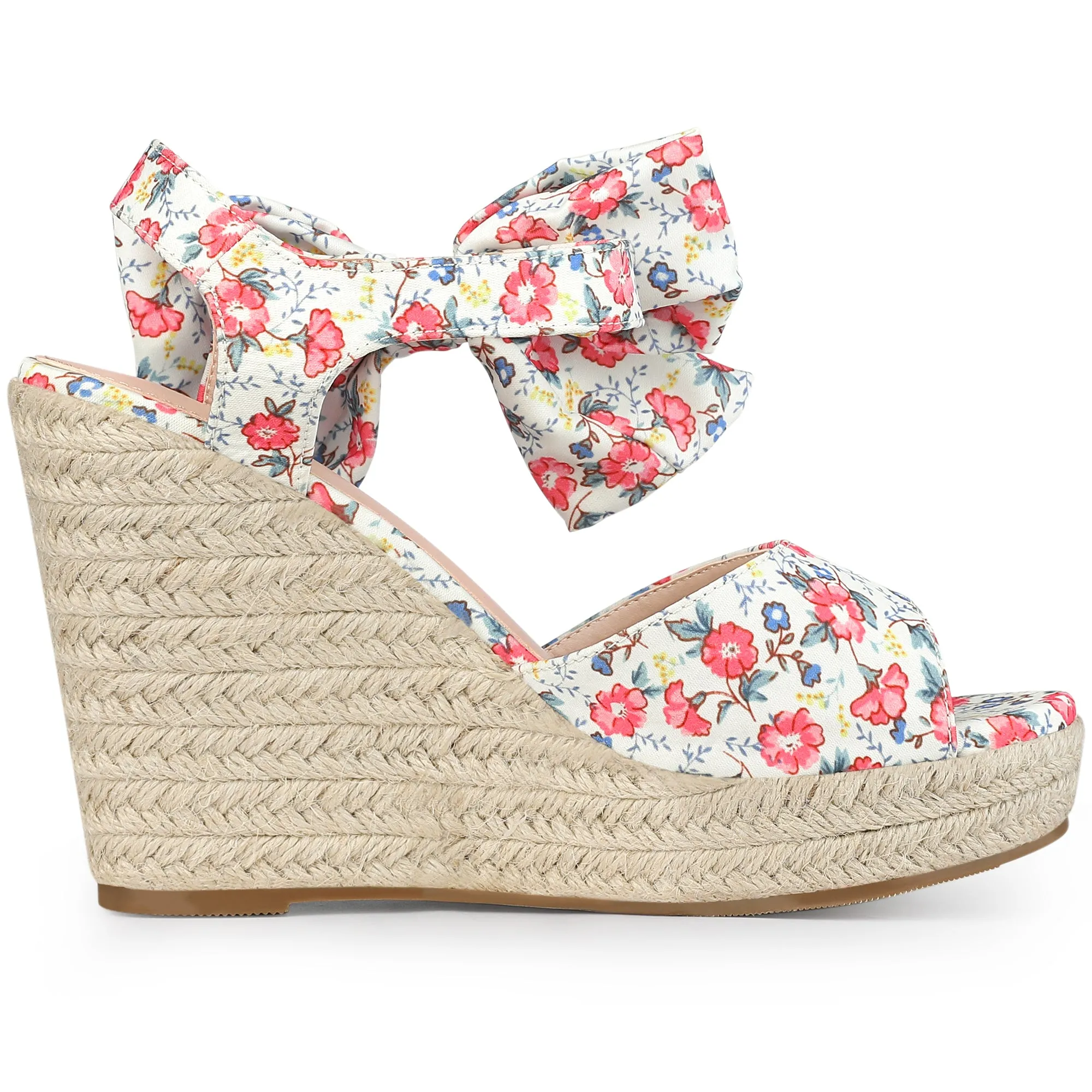 Platform Floral Printed Slingback Espadrille Wedge Sandals