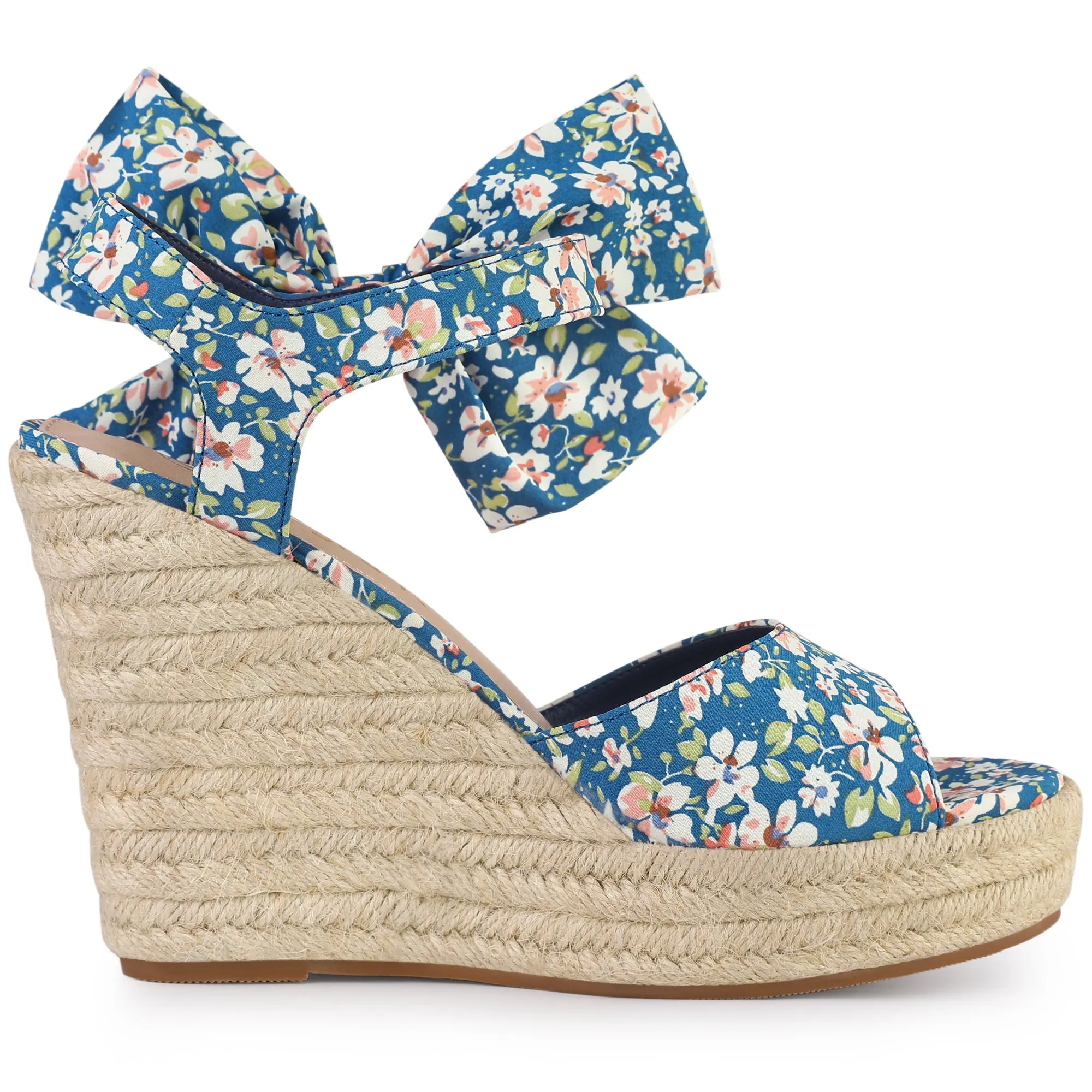 Platform Floral Printed Slingback Espadrille Wedge Sandals