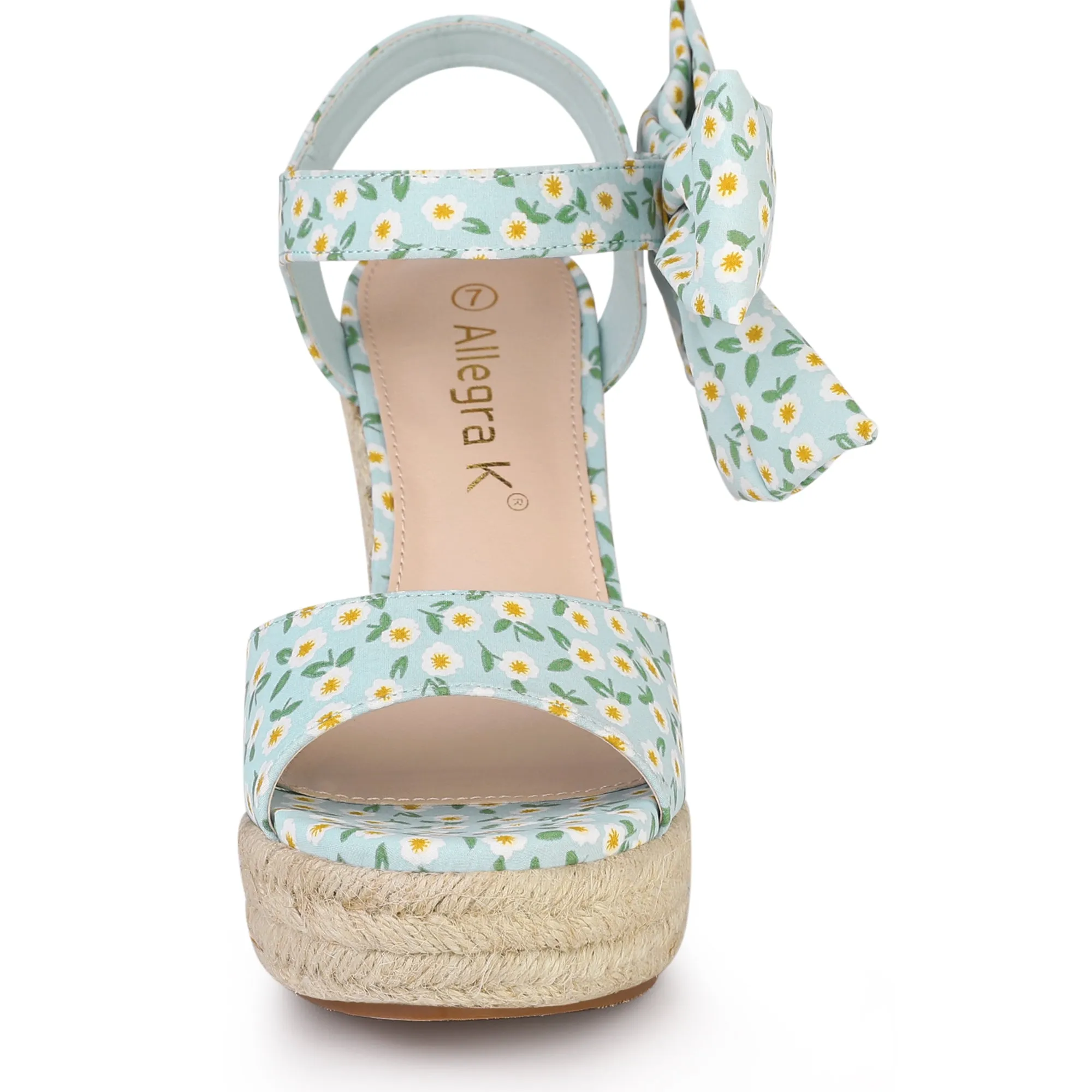 Platform Floral Printed Slingback Espadrille Wedge Sandals