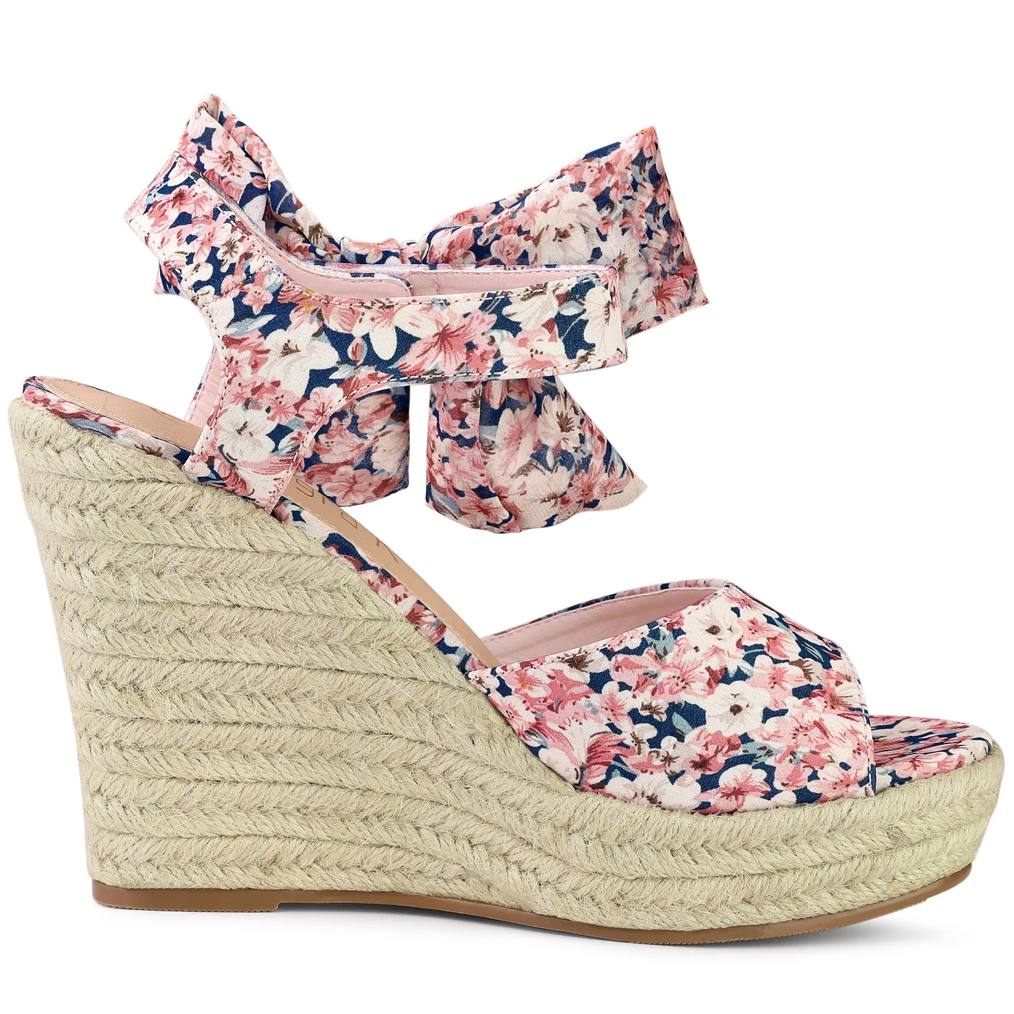 Platform Floral Printed Slingback Espadrille Wedge Sandals