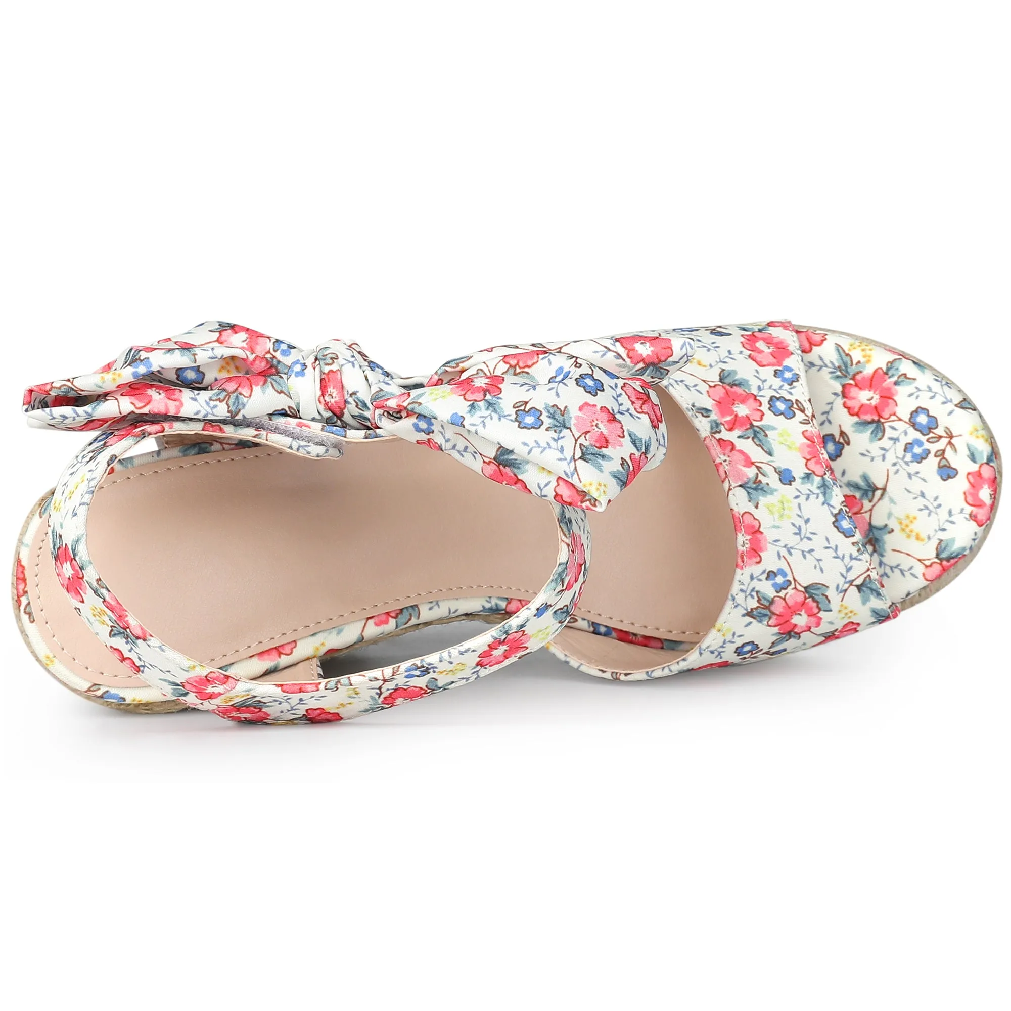 Platform Floral Printed Slingback Espadrille Wedge Sandals