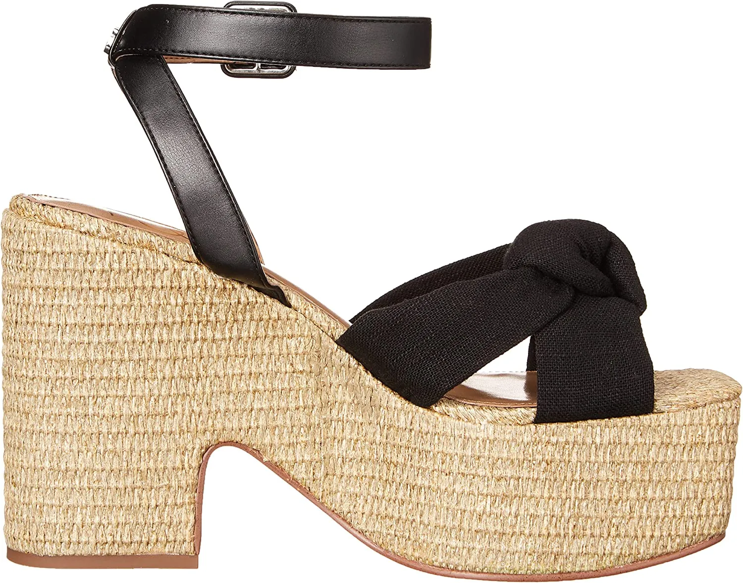 Sam Edelman Theresa Black Block Heel Ankle Strap Square Toe Wedge Heeled Sandals