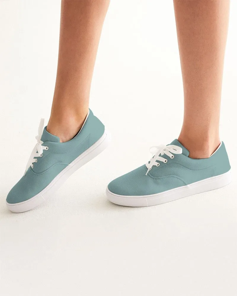 Shaded Pale Pastel Blue-Green Gray Canvas Sneakers | Women's | C30M0Y15K30