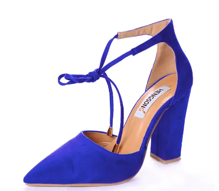 SUEDE STRAPPY PUMP WITH TIE FRONT