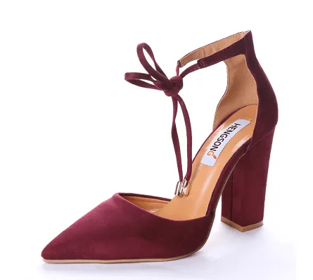 SUEDE STRAPPY PUMP WITH TIE FRONT