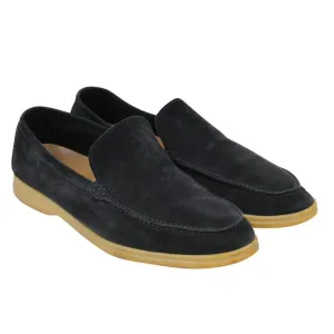 Summer Walk Blue Suede Low Top Slip On Loafers