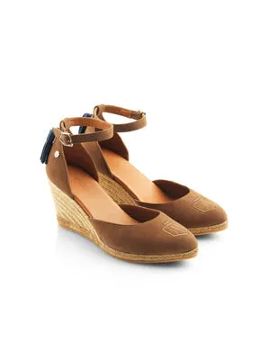 The Monaco Women's Espadrille Wedge - Tan Suede