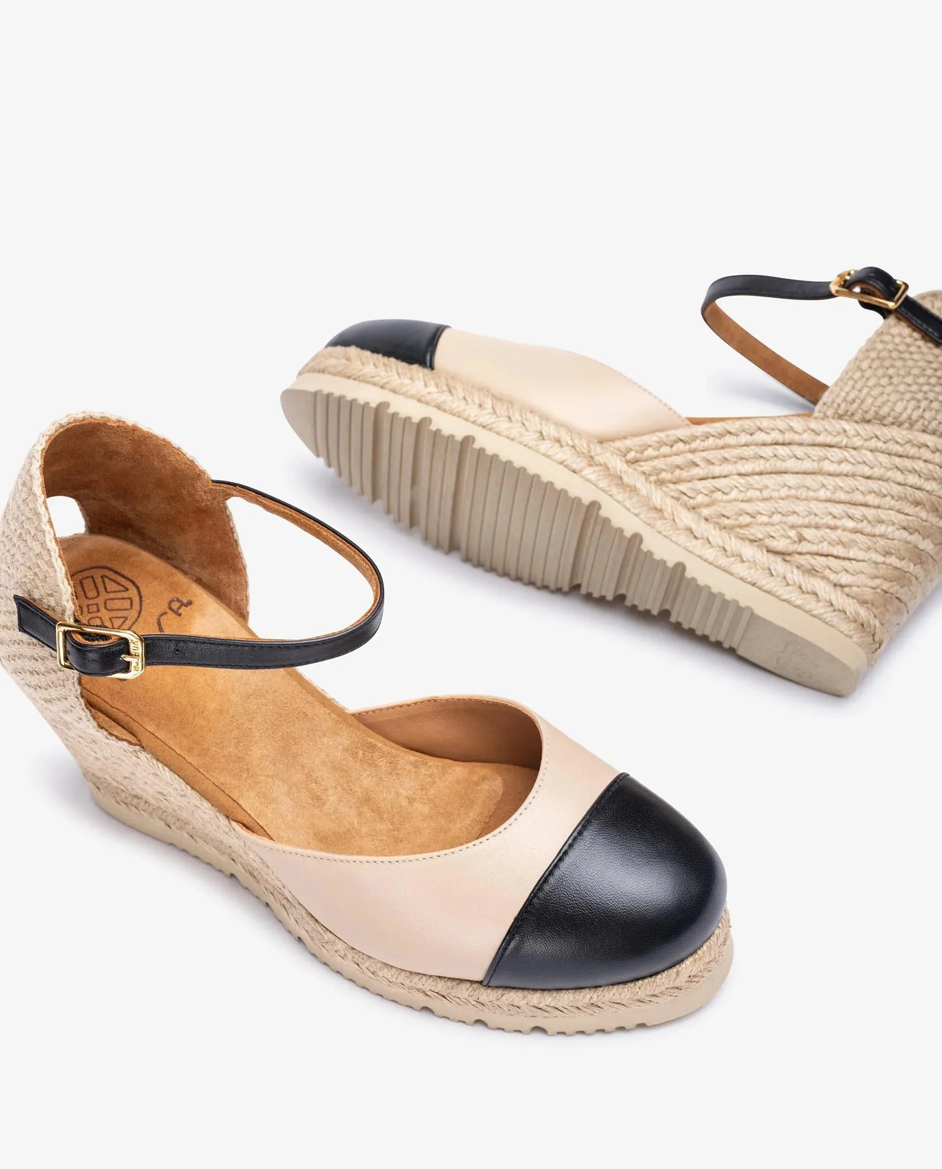 Unisa CAVA SuperLight Espadrille Wedges - Beige & Black