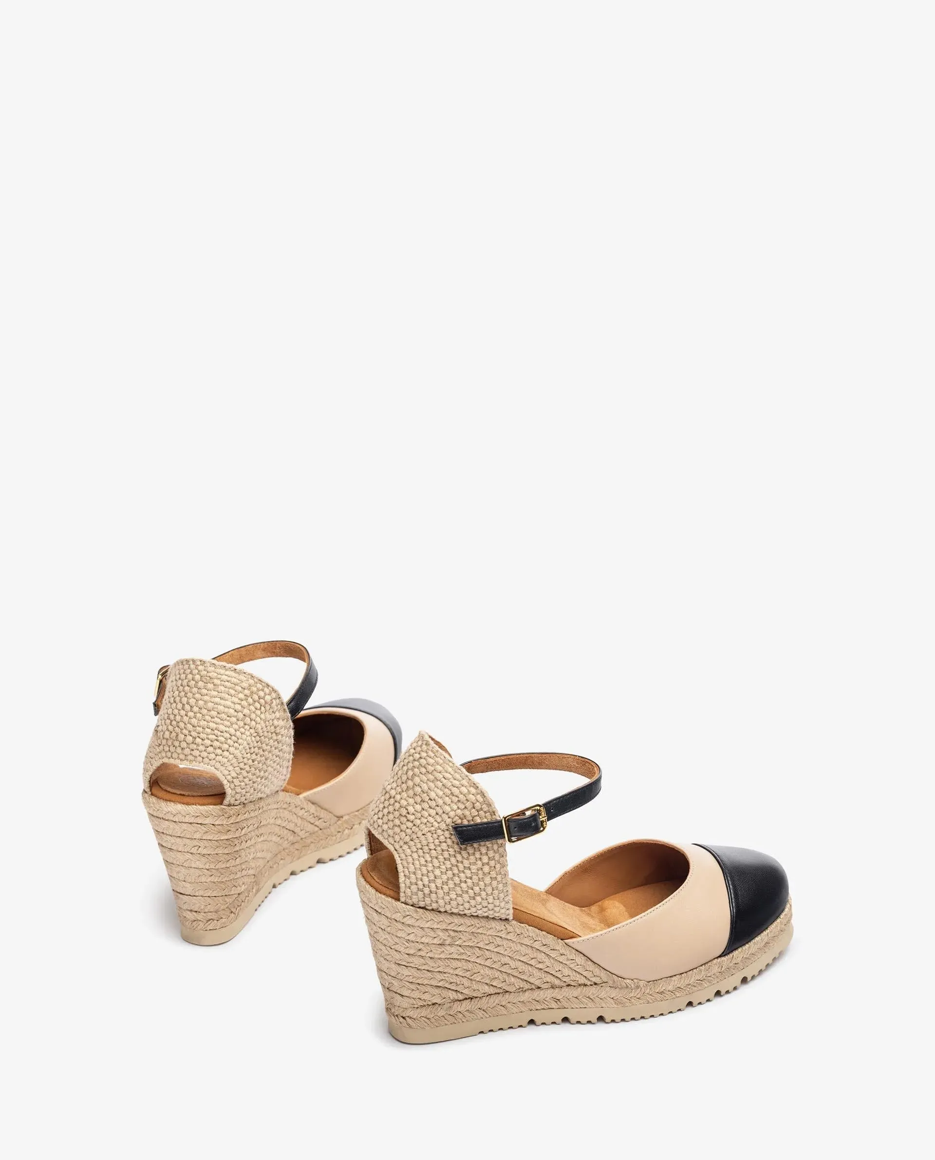 Unisa CAVA SuperLight Espadrille Wedges - Beige & Black