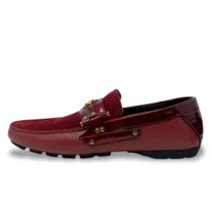 Versace Red Suede Medusa Loafers 40