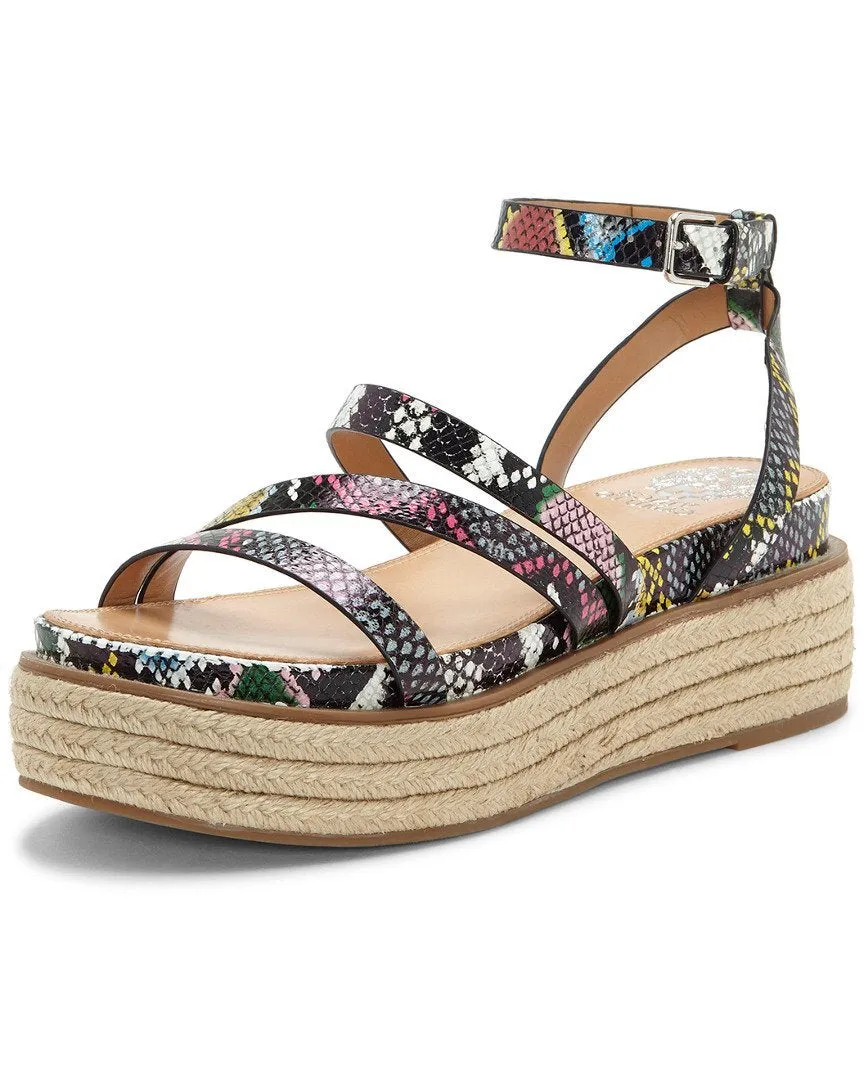 Vince Camuto Aevie Snake Print Leather Strappy Platform Espadrille Wedge Sandals