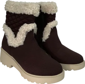 vivaia Brown Fluffy Round-toe Platform Chunky Wedge Boots UK 4 EU 37 👠