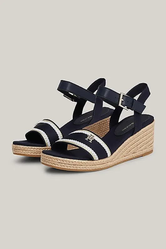 Webbing Strap Rope Detail Wedge Sandals