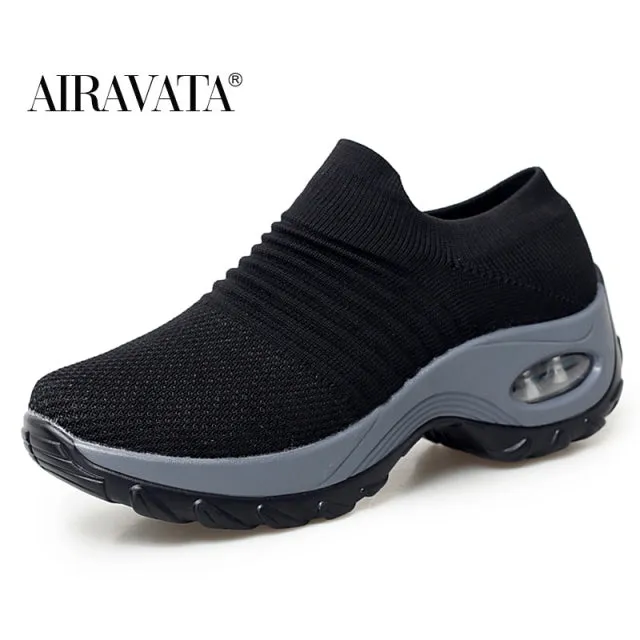 Women&#39;s walking shoes Fashion Casual Sport Shoes Sneakers Autumn Platform Flat Slip-on Comfortable Outdoor